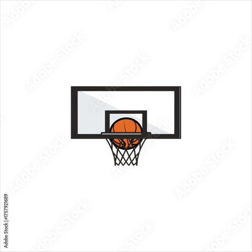 Illustration of a simple basketball logo with a solid color background