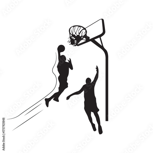 Illustration of basketball player movements with simple background colors
