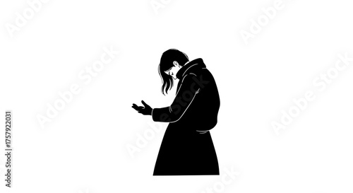 the expectant gesture a human spirit embraces destinys silent call, isolated on transparent background