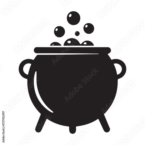 Bubbling witch cauldron icon symbol magic potion brewing folklore fantasy