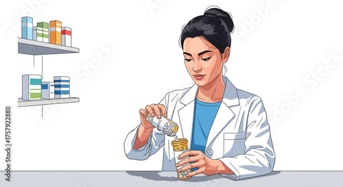 crafting wellness devoted pharmacist carefully dispenses precise doses of healing medicine, isolated on transparent background