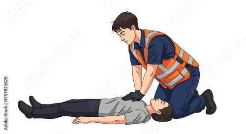 lifesaver in action immediate first aid saving a life, isolated on transparent background