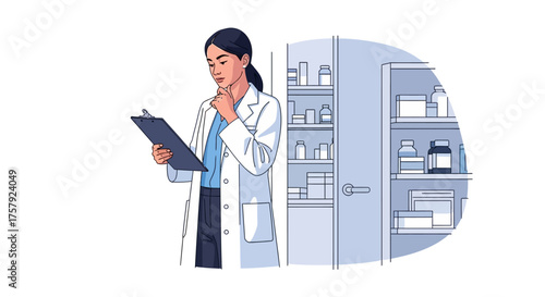 medical professional diligently reviews vital records, ensuring precise healthcare management, isolated on transparent background