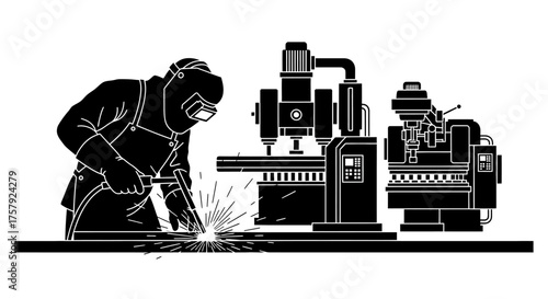 mastering metal human precision alongside automated tools shapes industrys future, isolated on transparent background