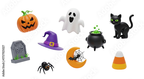 Halloween-themed icons against a white background.