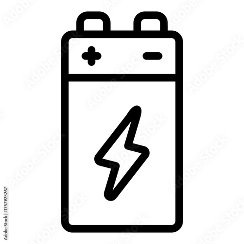 battery outline icon for powering circuit with 9v supply
