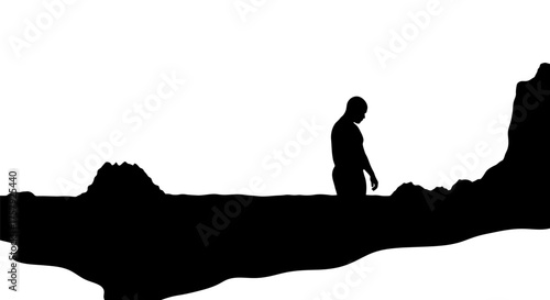 existential wanderer finds profound purpose in solitude, facing the unknown, isolated on transparent background