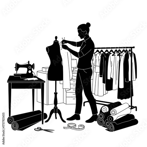 atelier life where bespoke creations blossom, fueled by skilled artistry, isolated on transparent background