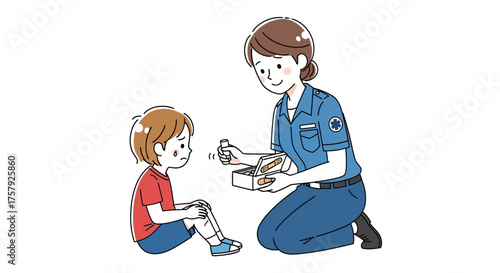 kindness heals emergency worker offers comfort and essential first aid, isolated on transparent background
