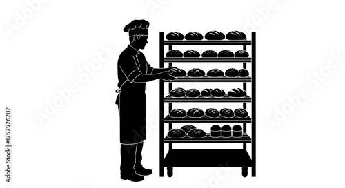 culinary artist meticulously stocks bountiful shelves, ensuring daily nourishment for all, isolated on transparent background
