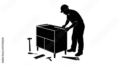 artisan at work constructing furniture, creating functional beauty with expertise, isolated on transparent background