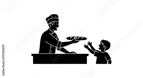 heartfelt exchange bakers warm loaf meets childs eager hands, isolated on transparent background