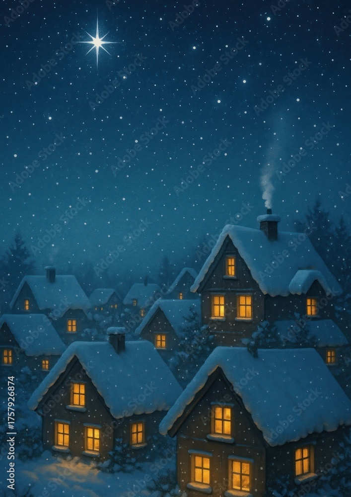 Fototapeta premium Cozy winter village night.