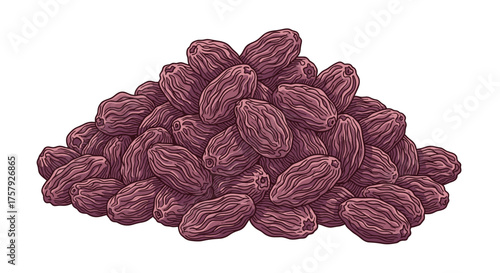 A large pile of sweet dried grapes known as raisins is depicted in this image.