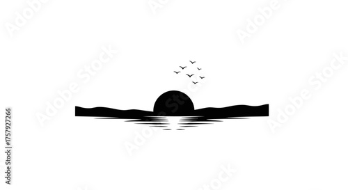 horizons glow descends, birds take flight, mirroring endless possibilities, isolated on transparent background