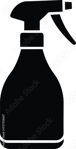 Spray Bottle Vector Icon: Versatile Glyph for Cleaning Disinfection Gardening Black Silhouette Application for Household