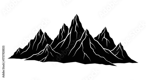stark mountain range bold, iconic landscape of untamed wilderness majesty, isolated on transparent background