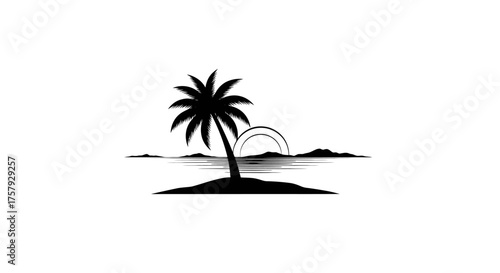 timeless tropics idyllic island silhouette symbolizes endless vacation dreams, isolated on transparent background
