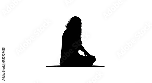 meditative stillness a silhouette embodying profound peace and serene introspection, isolated on transparent background