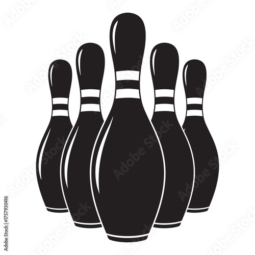 Group of bowling pins ready for the game