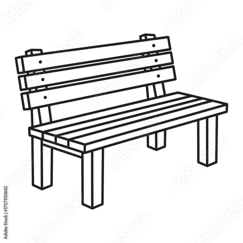 Simple wooden park bench drawing for outdoor seating designs