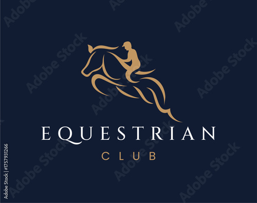 equestrian club logo, elegant luxury horse design