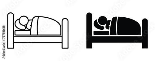 Person sleeping in bed outline and filled icon