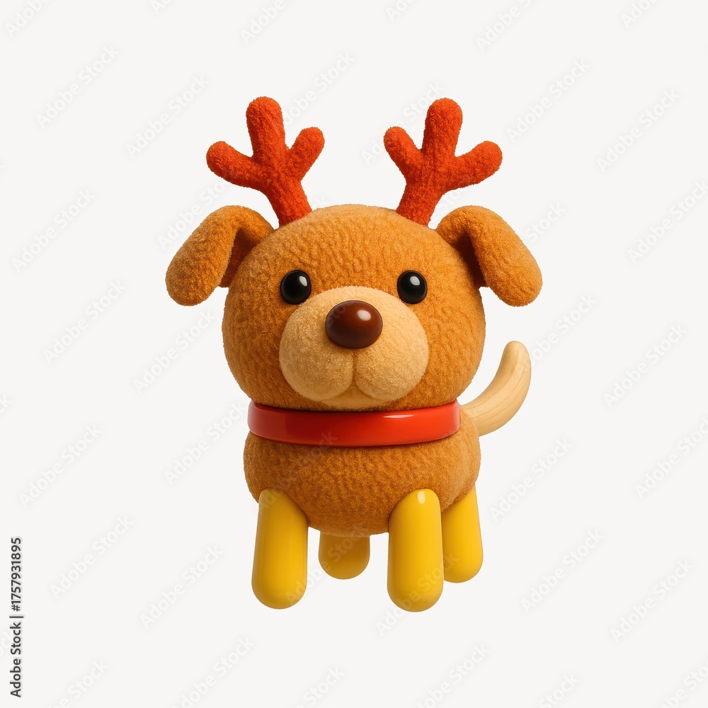 Obraz premium Cute festive reindeer dog illustration.