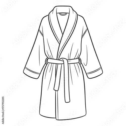 Simple line drawing of a comfortable bathrobe with belt