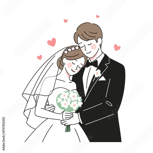 Tender Embrace of a Happy Wedding Couple