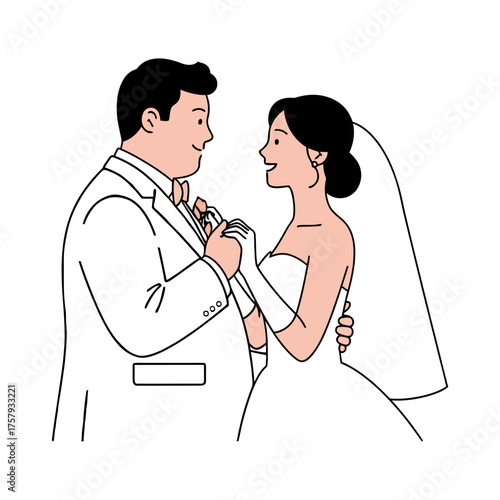 Tender Embrace of a Happy Wedding Couple