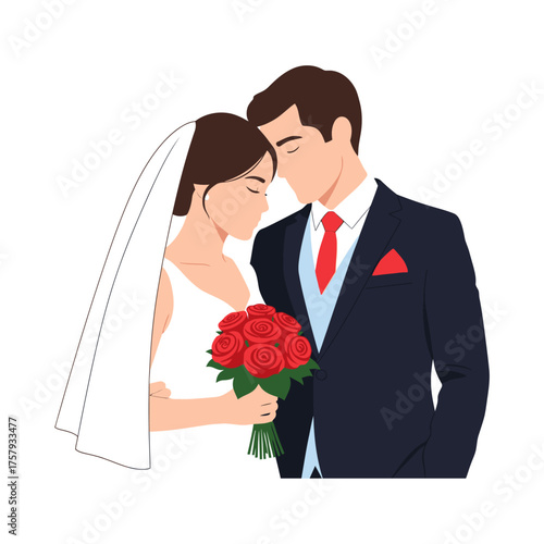 Tender Embrace of a Happy Wedding Couple