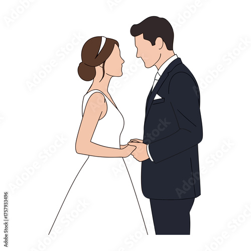 Tender Embrace of a Happy Wedding Couple