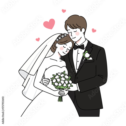 Tender Embrace of a Happy Wedding Couple