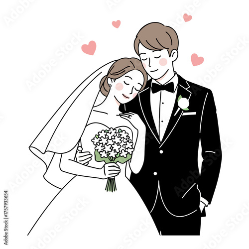 Tender Embrace of a Happy Wedding Couple