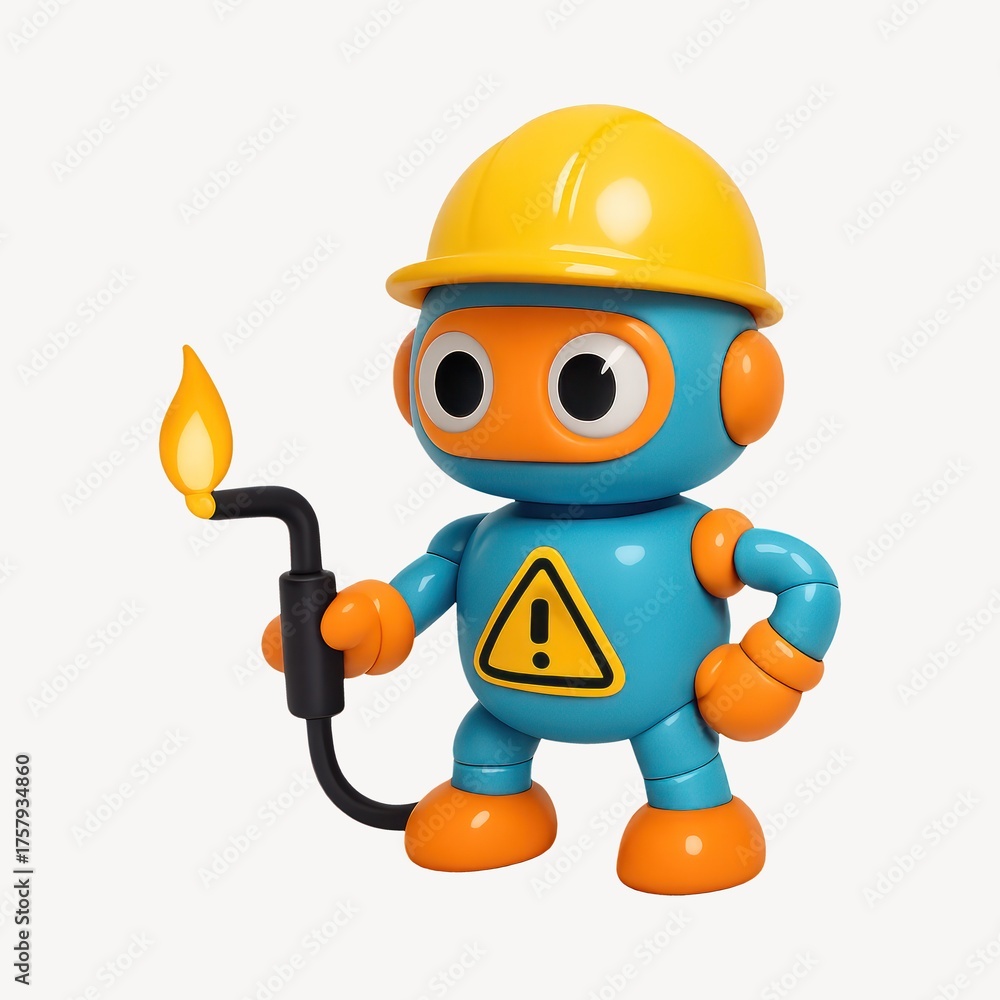 Fototapeta premium Cute robot holding welding torch.