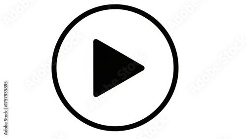 A clean, modern play button icon, rendered in black and white, signifies the start of media playback, often used for videos, audio, or interactive content