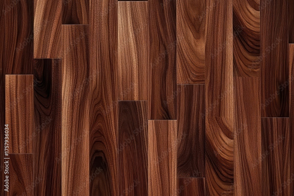 Fototapeta premium close-up of polished wooden floor panels with rich brown tones and natural wood grain patterns