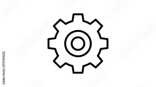 Gear Icon Simple Black and White Illustration of a Cogwheel, Symbolic of Mechanics, Engineering, and Settings for Design and Technology