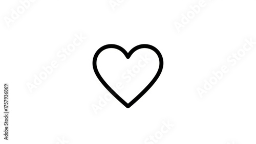Simple outline heart symbol on white background, representing love, affection, care, emotions, and relationships for various design projects and concepts