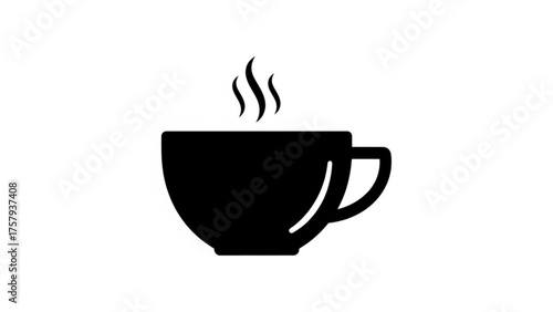 Elegant Silhouette A Steaming Cup of Coffee or Tea, Perfect for Beverages, Breakfast, and Morning Rituals, Ideal for Icons and Designs