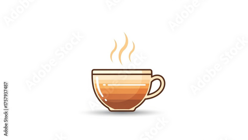 A stylized illustration of a warm cup of tea with steam rising from it, perfect for designs related to beverages, relaxation, and comfort