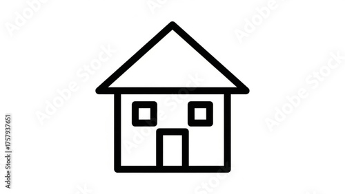 Simple Line Art Illustration of a House A Clean and Minimalist Representation of Home, Residential Structure, and Real Estate Icon, Ideal for Web and Design