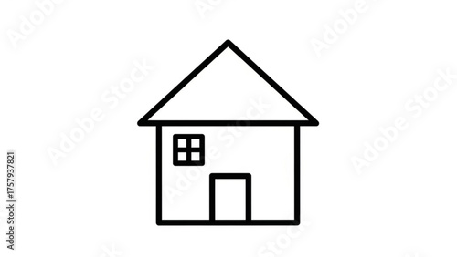A simplistic line drawing of a house, perfect for representing home, housing, real estate, or concepts related to dwelling and architecture