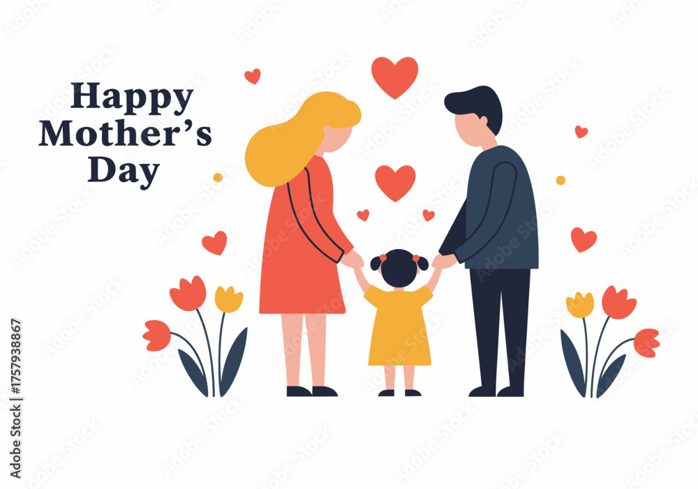 Fototapeta premium Minimalist Mother’s Day Heart Illustration