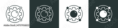 Process Icon Collection in Outline and Mixed Black and White Style