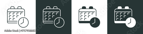 Schedule Icon Collection in Outline and Mixed Black and White Style