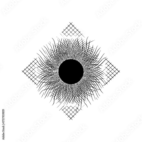 Abstract eye with geometric background design for artistic and modern aesthetic appeal and visual depth