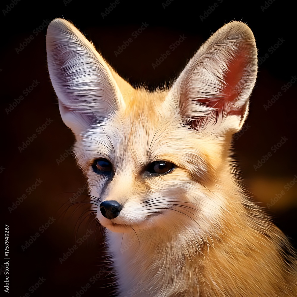 Fototapeta premium Portrait of a small desert fox with large ears and light fur