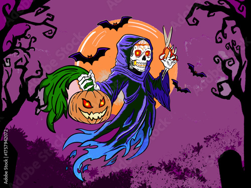 halloween background with witch